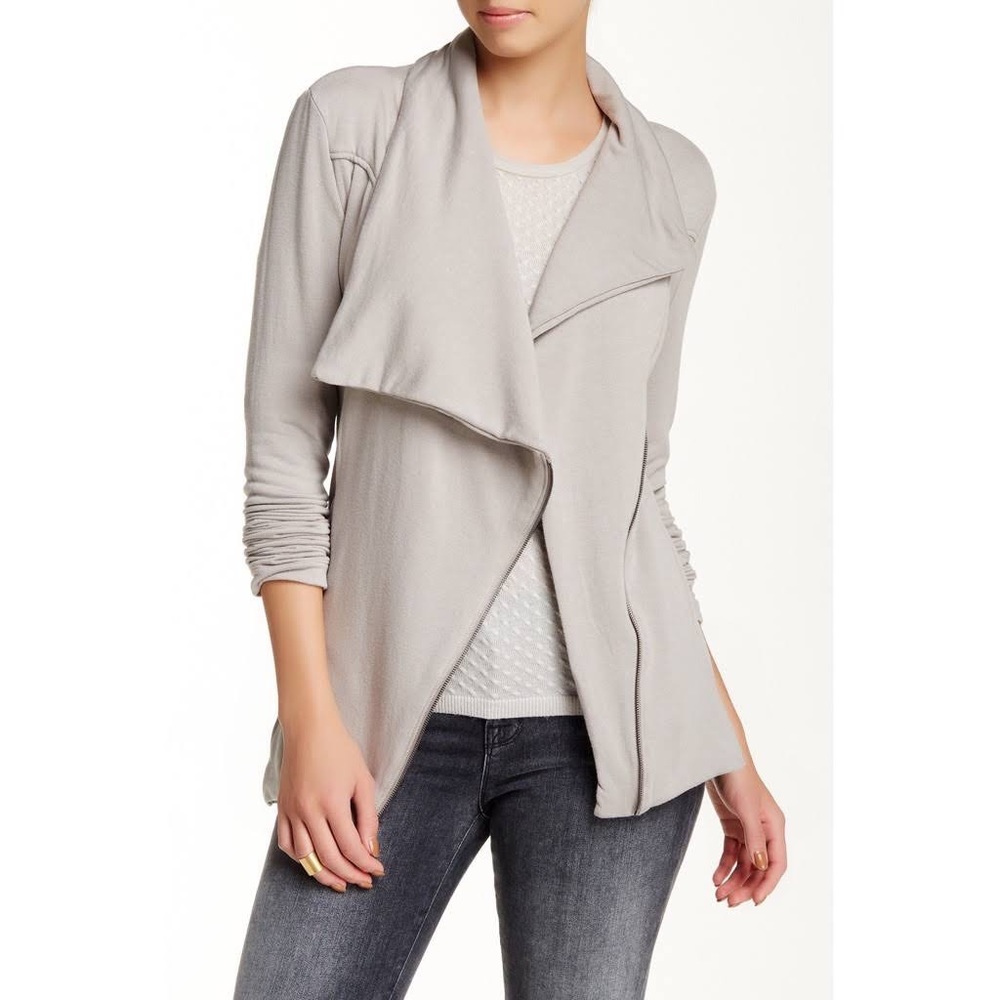 H by bordeaux Asymmetrical Tan Zip-Up Jacket NWT